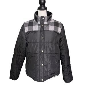 Eddie Bauer Puffer Coat Jacket Plaid Women’s XL Black & white Winter